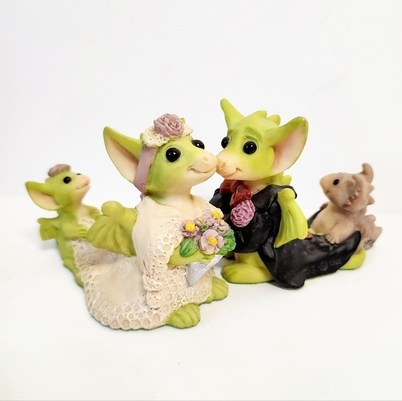 Vintage Whimsical World of Pocket Dragons Bride & Groom Set 1995 - Picture 1 of 8